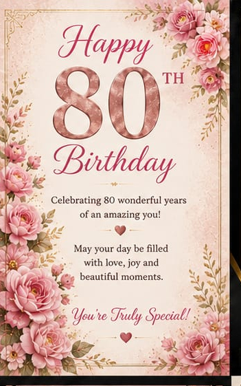80th Birthday Pink Floral